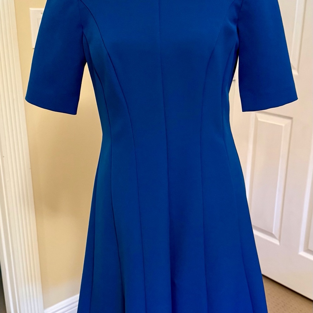 Ann Taylor Royal Blue Midi Fit-and-Flare Dress